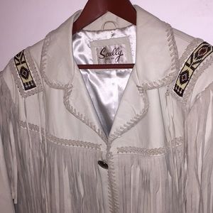 Amazing Scully Leather Beaded Jacket Size 44